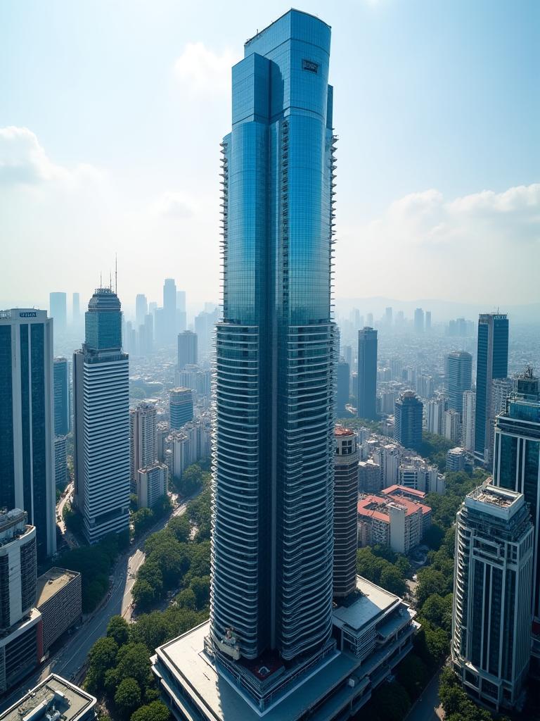 Aerial view of Merdeka 118 tower in Kuala Lumpur.