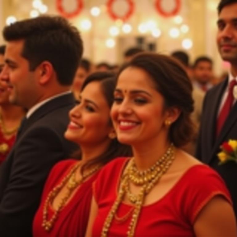 Candid shot from a vibrant wedding reception.